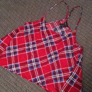 Plaid spaghetti strap crop top